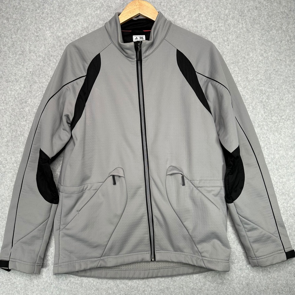 Adidas ClimaProof Wind Warm Full Zip Jacket Mens Medium Gray Black‎ Athletic
